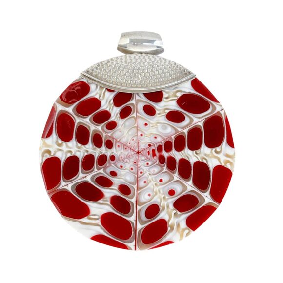 Vintage Sterling Silver 925 6cm Red Spider Shell and Resin Pendant - Picture 2 of 7